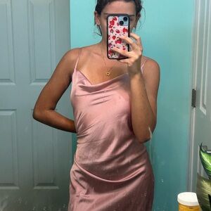 pink satin dress